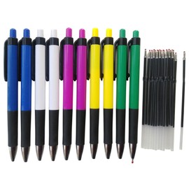 Twokiln Blue Ink Ballpoint Pen,Ballpoint Pen Refills,30 Pack(10 Pcs Pens with 20 Pcs 4.2 Inch Black Pen Refills),Retractable Pen 0.7mm Point,Smooth Writing.