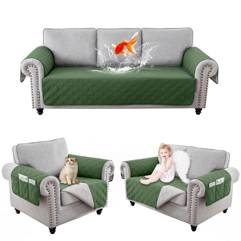 RAPRAP 100% Waterproof Sofa Cover with Side Pockets, 2 Seater