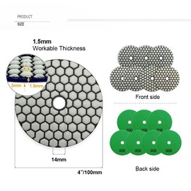 SHDIATOOL SHDIATOOL 4-Inch Dry Diamond Polishing Pads Grit 800 for Granite Marble Stone Sanding Pad Grinding Pads 7Pcs