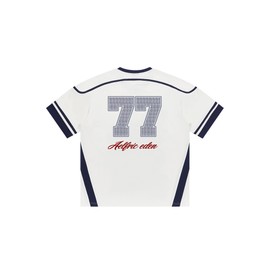 Aelfric Eden 77 Football Jersey Oversized Graphic T Shirts Short Sleeve Color Blocking Number Print Tee White Medium