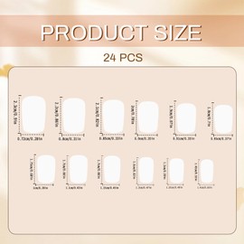 Shimmerz 24 Piece Blue Flower Press-on Nails, French Tip Fake Nails with Gold Glitter Stones in Flower Core, Spring and Summer False Nails