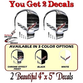 2 Jake Skull Chrome Effect Print Vinyl Decals Checkered Flag C4 C5 C6 C7 Decal Stickers (Chrome Effect Print)