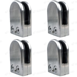 Balustrade Glass Clamp, 4pcs Axis Glass Clamps - Grade 304 Stainless Steel Clamps Adjustable 10-12mm Glass Bracket Flat Back for Steel or Wooden handrail