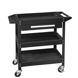 Torin Rolling Tool Cart with Drawer: 3 Level Tool Oragnizer with Foam Pad and Heavy Duty Utility Cart with Four Swivel Casters - 330lb Capacity, Black