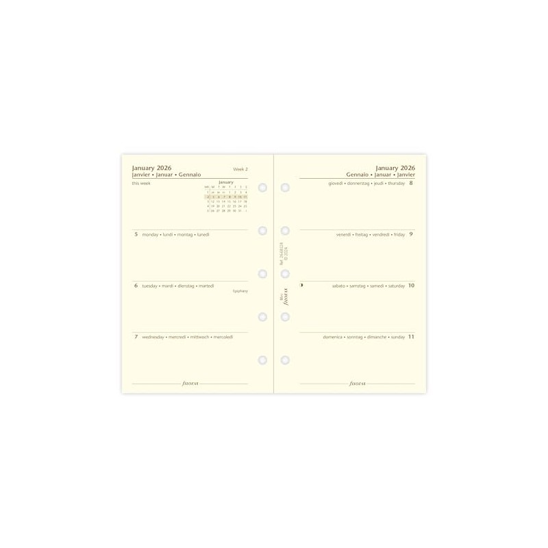 Filofax Mini Calendar 1 Week on 2 Pages Cotton Cream