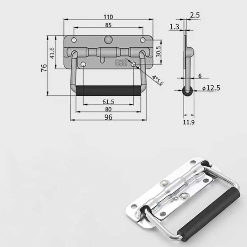 ZHjuju Folding Spring Steel Handles,2Pcs Box Handles Spring Folding Handle