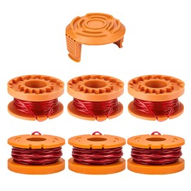 JAMSSOW Pack of 6 Replacement Spool Grass Trimmer Spool Compatible with Worx WA0010 WA0004, Trimmer Thread Spool for Worx WG151 WG154 WG155 WG160 WG163 WG175 WG180, Replacement Spool Cap WA6531 (6