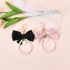 Pearl Chain Bow Keychain Set Bow Wristlet Keychains for Wallet