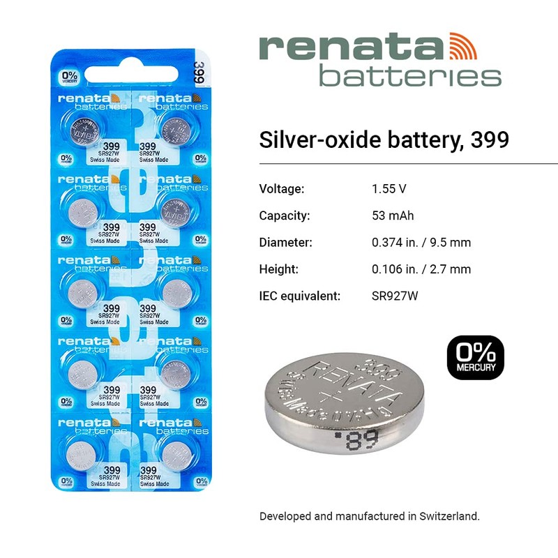 Renata Watch Battery Swiss Made 399 or SR927SW Or AG7