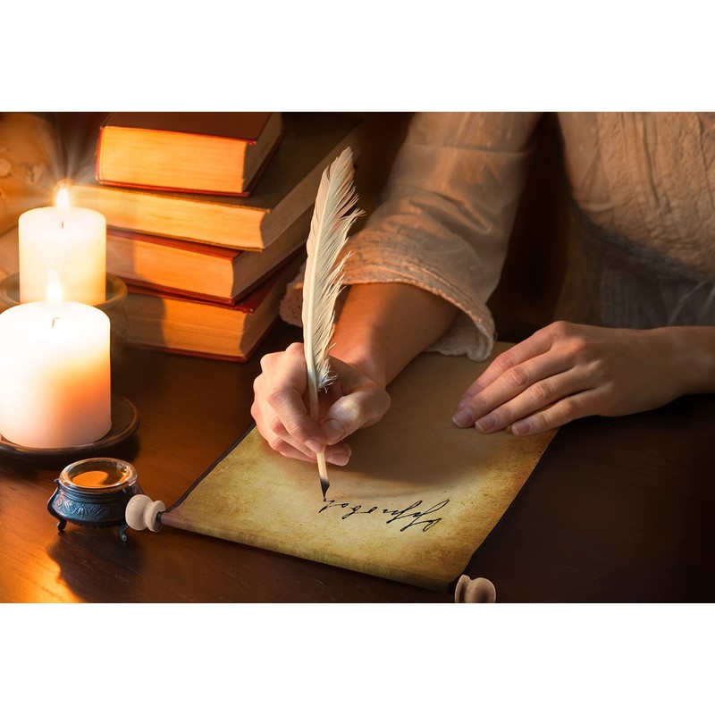 Makevivi 1 PCS Blank Scroll Paper with Wood Rods, for