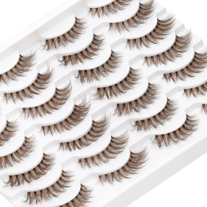 Obeyalash Brown Eyelashes, Cat Eye Lashes, 3D Fluffy Eyelashes, Natural