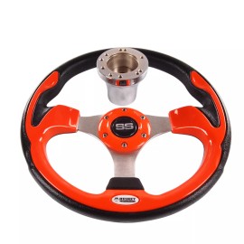 Huskey 12.5" Golf Cart Steering Wheel Orange Color W/ Adapter for EZGO TXT/RXV/Valor/ST