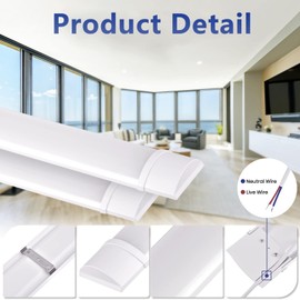 4 Pack 2FT LED Shop Lights, 20W LED Tube Light Fixture, 2FT led Light Fixture 2000lm 6500K Cold White, 23.6inch LED Garage Closet Light Ceiling Light for Office Home Basement, No Plug, No Ground Wire