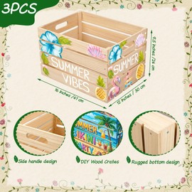 Ceenna 3 Pack DIY Bikini Box Kits, Large Unfinished Wooden Crates