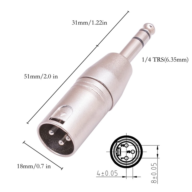 Smithok 4 Pack 1/4" TRS to XLR Adapter, Balanced Quarter