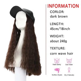 iLUU Dark Brown Corn Wave Synthetic Wig Cap, One Size, Heat Resistant, Wavy, Cap Wig, Wig Cap