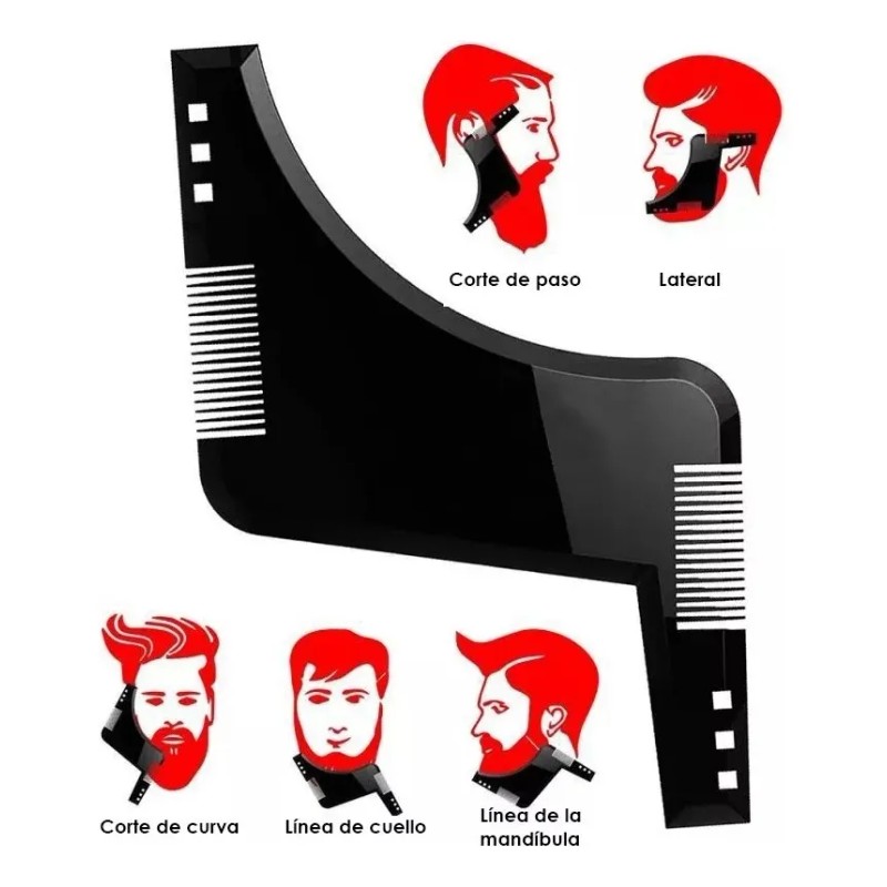 Set De 2 Plantillas Para Barba Peine Herramienta Moldeado
