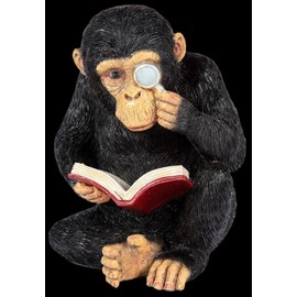 Reading Chimp Ornament Figurine Statue Home Decor Garden Wildlife Figurine Indoor Or Outdoor Patio Lawn Frostproof Weatherproof 17cm
