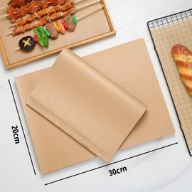 DEVENTORZ 100pcs Unbleached Kraft Paper Tempura Paper Hamburger Sandwich Wrap Oven Sheet Kraft Paper Non-Stick Parchment Oil Resistant Heat Resistant Peel Resistant Baking Cooking Grill Fry Steamed