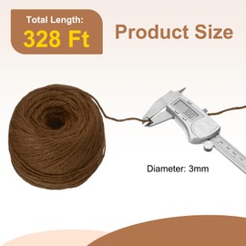 uxcell 328 Feet Natural Jute Twine String,3mm Thin Garden Twine Rope Colored Plant String Cord for DIY Art Crafts Gift Wrapping Decoration Packing Gardening Plant Hanger,Brown