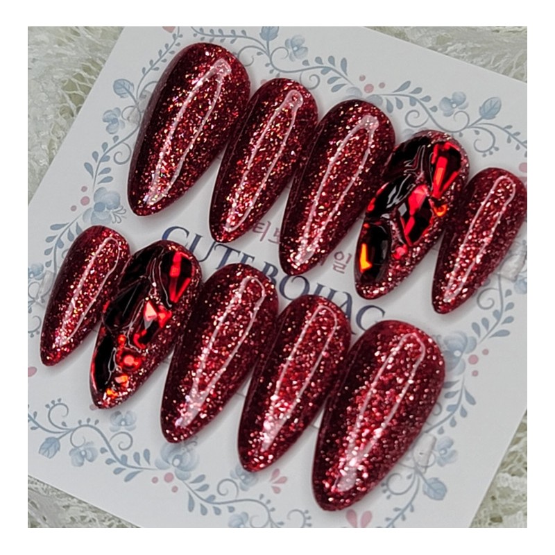 Passionate Red Handmade Nail Tips - Lipstick / 정열의 레드