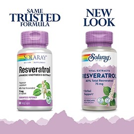 SOLARAY Guaranteed Potency Resveratrol, Veg Cap (Btl-Plastic) 75mg | 60ct