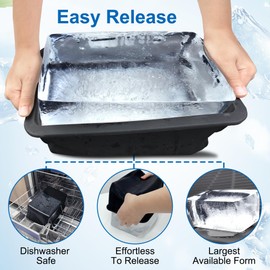 Gosmol Extra Large Ice Block Mold - Ice Cubes for Cold Plunge or Coolers,Reusable Silicone Ice Molds for Ice Bath Chiller, Big Ice Tray Dishwasher Safe