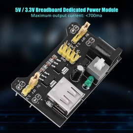 Power Supply Breadboard, 3.3V Power Supply, Useful 2 Channels with USB Port for Power Supply, 5pcs DC Output Pins Switchable Voltage