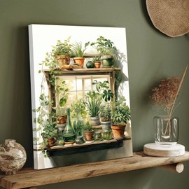 LZLHDE Diamond Art Kits for Adults with Wooden Frame Diamond Painting Kit Windowsill Garden Paintings DIY Kits Arts and Crafts for Adults Beginner, Wall Art & Festival Gifts 12×16 inch