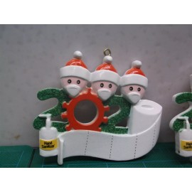 2 Comical Christmas Tree 2020 Ornaments White Skin w Toilet Paper 3 Family Names