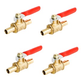 Aopin Ball Valve Brass 8mm / 3/10" Hose Barb x 8mm / 3/10" Hose Barb Valve Blocks Water, Oil, Gas Liquids, Vinyl Handle, Suitable for PEX, Copper, HDPE4 Pieces