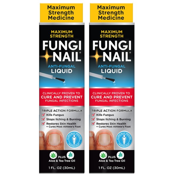 Fungi-Nail Anti-Fungal Liquid Solution, Kills Fungus That Can Lead to Nail & Athlete’s Foot with Tolnaftate & Clinically Proven to Cure and Prevent Fungal Infections 1 Fl Oz (Pack of 2)