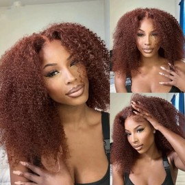 Reddish Brown Bundles Copper Curly Wave Human Hair Bundles Auburn Bundles Human Hair 3 Bundles 20 22 24 Inch Color 33 Kinky Curly Bundles Copper Red Bundles