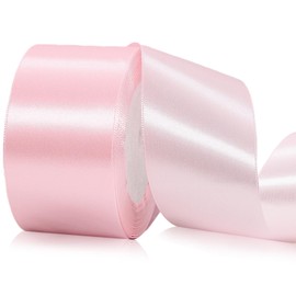 Light Pink Satin Ribbon 2 Inch x 25 Yards, Baby Pink Silk Valentines Day Ribbon for Gift Wrapping, Flower Bouquets, Crafts, Wreath, Gift Bow, Baby Shower and Wedding Party Decor