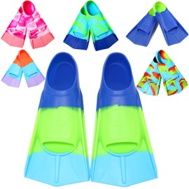 Fanwill Kids Swim Fins, Swim Training Fins for Snorkeling Swimming Diving, Floating Fins Comfortable Swim Flippers for Child(Blue/Green/Skyblue) X-Small