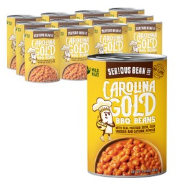 SERIOUS Bean Co Carolina Gold BBQ Beans, Fully Cooked, Plant-Based Canned Beans, Made with Real Mustard, Vegan Beans, Ready to Serve Beans, 12-Pack of 15.75 Oz. Cans