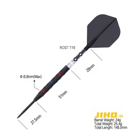 CUESOUL JIHO S1 24g Steel Tip 90% Tungsten Dart Set with Titanium Coating and Unifying Rust T19 Flight
