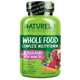 NATURELO Whole Food Multivitamin for Women 50+ (Iron Free) with Vitamins, Minerals, & Organic Extracts - Supplement for Post Menopausal Women Over 50 - No GMO - 120 Vegan Capsules