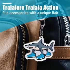 6PCS Italian Brainrot Keychain With Tung Tung Tung Sahur - Tralalero Tralala Pixel Acrylic Figure Backpack Keychain, Funny Viral Meme For Backpack Decor Car Accessory Gifts，Gifts for Fans & Keychains