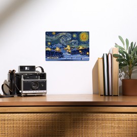 Lantern Press 6x9 Inch Metal Sign, Michigan, Starry Night, Ski
