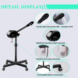 lailelaodi Professional Facial Steamer, Facial Steamer on Wheels, Ozone Facial Steamer, Stand Facial Steamer for Spa, Salon and at Home Use