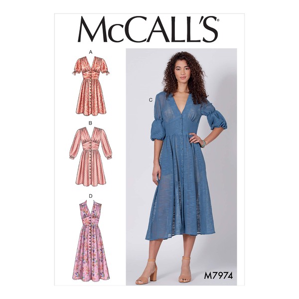McCall's Patterns McCall's M7974A5 Women's Buttoned Dress, Sizes 6-14 Sewing