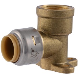 SharkBite Max 3/4 Inch x 3/4 Inch Drop Ear Elbow, FNPT, Push to Connect Brass Plumbing Fitting, PEX Pipe, Copper, CPVC, PE-RT, HDPE, UR340A