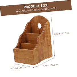 OHPHCALL 1pc Bamboo Multi-compartment Storage Box Elegant Wood Color Organizer for Office Home for Remote Control Phone Pen Storage Design