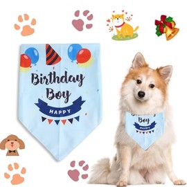 Dog Birthday Party Supplies,Blue,Great Puppy Dog Birthday Outfit,Dog Birthday Boy Bandana Triangle Scarf,Party Accessories,for Small Medium Boy Cats Dogs Puppy Birthday Party
