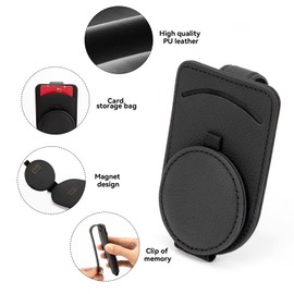 QIMEI-SHOP Sonnenbrillenhalter für Auto Sonnenblende Universal Brillenhalter Halterung für Auto mit Karten Clip Auto Visier Brille Halterung Schwarz 1PCS