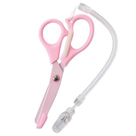 Nursery 105784A Scissors with Extendable Spiral Strap, 13 Colors, Made in Japan, Fluorine Coated, Pink x Pink