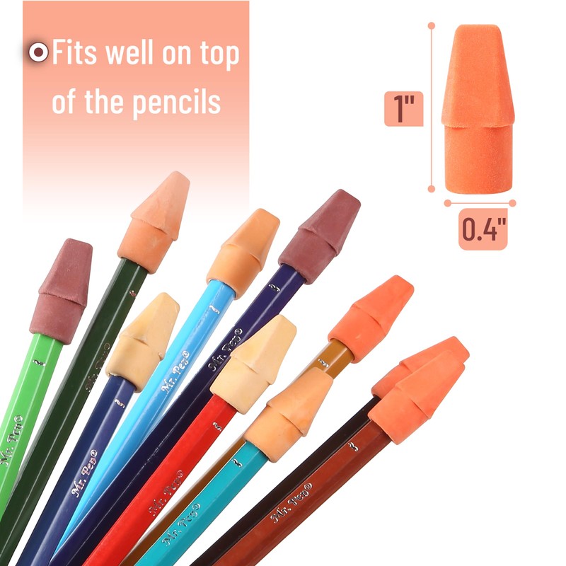 Mr. Pen- Pencil Top Erasers, 120 Pack, 6 Different Sunset
