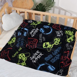 uimchwp Gaming Blanket for Boys/Men, Black Gamer Blanket, Men/Teen Boys/Women/Girls Gaming Lover Birthday, 50x60Inch