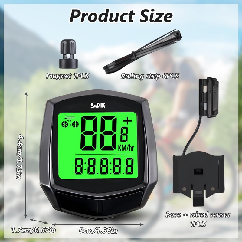 AMFUN Bike Computer-Universal 16 Functions-IPX5 Waterproof -GPS Speedometer, Backlit Touch
